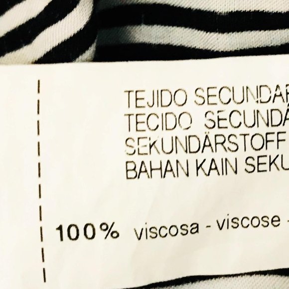 Zara XS Navy Striped Hem Mixed Media Long Sleeve Top - Picture 7 of 7